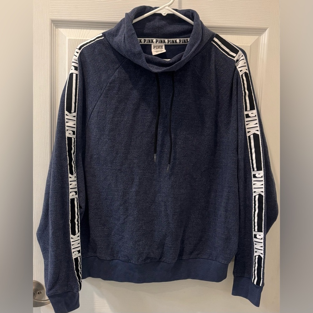 PINK Victoria's‎ Secret Pink Navy Blue Cowl Nexk Sweatshirt